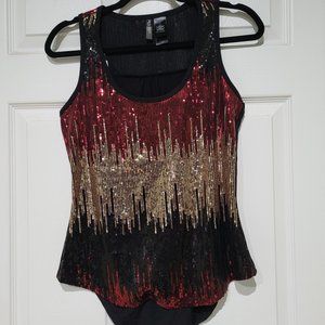 BISOU BISOU GOLD/ BLACK/ RED SEQUIN TANK TOP